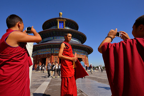 Buddhist monks Temple of Heaven Beijing